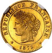 France 1 Centime (Ceres pattern) REPUBLIQUE FRANÇAISE CONCOR 1875 coin obverse France 1 Centime (Ceres pattern) REPUBLIQUE FRANÇAISE CONCOR 1875 coin obverse