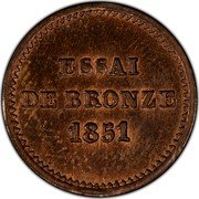 France 1 Centime Louis Napoleon Bonaparte Pattern 1851  ESSAI DE BRONZE 1851 coin reverse