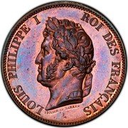 France 1 Decime (Louis Philippe Essai by Tiolier & Barre) LOUIS PHILIPPE I ROI DES FRANÇAIS TIOLIER ET BARRE coin obverse