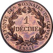 France 1 Decime (Louis Philippe Essai) 1 DÉCIME REFONTE DES MONNAIES DE CUIVRE ESSAI coin reverse