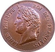 France 1 Decime (Louis Philippe I. Pattern of Barre) LOUIS PHILIPPE I ROI DES FRANÇAIS BARRE 1840 coin obverse