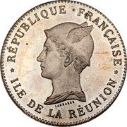 France 1 Franc Essai 1896  RÉPUBLIQUE FRANÇAISE LAGRANGE ILE DE LA RÉUNION coin obverse France 1 Franc Essai 1896  RÉPUBLIQUE FRANÇAISE LAGRANGE ILE DE LA RÉUNION coin obverse