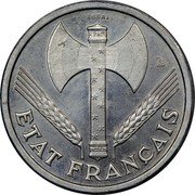 France 1 Franc (Essai Francisque) KM# E83 ESSAI ETAT FRANÇAIS LB coin obverse France 1 Franc (Essai Francisque) KM# E83 ESSAI ETAT FRANÇAIS LB coin obverse