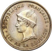 France 1 Franc Reunion 1896  KM# 5 RÉPUBLIQUE FRANÇAISE LAGRANGE ILE DE LA RÉUNION coin obverse France 1 Franc Reunion 1896  KM# 5 RÉPUBLIQUE FRANÇAISE LAGRANGE ILE DE LA RÉUNION coin obverse