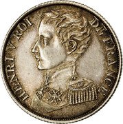 France 1 Franc (Henri V Pretender) X# 28.2 HENRI V ROI DE FRANCE coin obverse France 1 Franc (Henri V Pretender) X# 28.2 HENRI V ROI DE FRANCE coin obverse