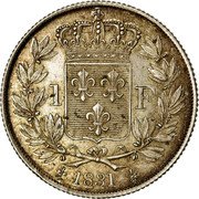 France 1 Franc (Henri V Pretender) X# 28.2 1 F 1831 coin reverse France 1 Franc (Henri V Pretender) X# 28.2 1 F 1831 coin reverse