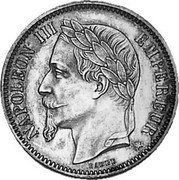 France 1 Franc (Napoleon III - Empire - Essai) KM# EB24 1 FRANC 1861 E EMPIRE FRANÇAIS coin obverse France 1 Franc (Napoleon III - Empire - Essai) KM# EB24 1 FRANC 1861 E EMPIRE FRANÇAIS coin obverse