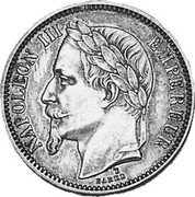 France 1 Franc (Napoleon III - Empire - Essai) KM# EB26 E BARRE NAPOLEON III EMPEREUR coin obverse France 1 Franc (Napoleon III - Empire - Essai) KM# EB26 E BARRE NAPOLEON III EMPEREUR coin obverse