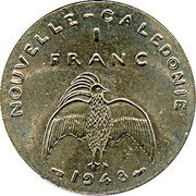 France 1 Franc (New Caledonia Essai) KM# E3 NOUVELLE CALEDONIE 1 FRANC 1948 coin reverse France 1 Franc (New Caledonia Essai) KM# E3 NOUVELLE CALEDONIE 1 FRANC 1948 coin reverse