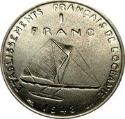 France 1 Franc (Oceania Essai. Raised Design) KM# E4 ETABLISSEMENTS FRANÇAIS DE L'OCEANIE 1 FRANC 1948 coin reverse France 1 Franc (Oceania Essai. Raised Design) KM# E4 ETABLISSEMENTS FRANÇAIS DE L'OCEANIE 1 FRANC 1948 coin reverse