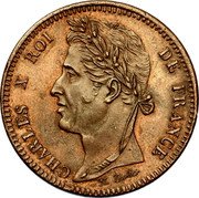 France 10 Centimes (Charles X. Essai by Tiolier) CHARLES X ROI DE FRANCE P TIOLIER coin obverse