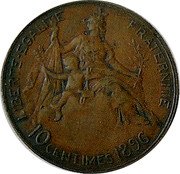 France 10 Centimes (Daniel-Dupuis Projet hybride) LIBERTE EGALITE FRATERNITE 10 CENTIMES 1896 coin reverse