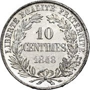 France 10 Centimes (Essai by Alard) 10 CENTIMES LIBERTÉ. ÉGALITÉ. FRATERNITÉ. 1848 coin reverse France 10 Centimes (Essai by Alard) 10 CENTIMES LIBERTÉ. ÉGALITÉ. FRATERNITÉ. 1848 coin reverse