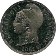 France 10 Centimes Essai by Dupre. Round 1881 A REPUBLIQUE FRANÇAISE 1881 DUPRÉ coin obverse