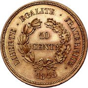 France 10 Centimes (Essai by Farochon) 10 CENTS LIBERTÉ. ÉGALITÉ. FRATERNITÉ. 1848 coin reverse France 10 Centimes (Essai by Farochon) 10 CENTS LIBERTÉ. ÉGALITÉ. FRATERNITÉ. 1848 coin reverse