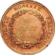 France 10 Centimes (Essai by Fauque) LIBERTÉ ÉGALITÉ FRATERNITÉ 10 CENT 1848 coin reverse France 10 Centimes (Essai by Fauque) LIBERTÉ ÉGALITÉ FRATERNITÉ 10 CENT 1848 coin reverse