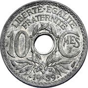 France 10 Centimes (Essai by Lindauer) LIBERTÉ ÉGALITÉ FRATERNITÉ 10 CMES 1939 coin reverse France 10 Centimes (Essai by Lindauer) LIBERTÉ ÉGALITÉ FRATERNITÉ 10 CMES 1939 coin reverse