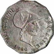 France 10 Centimes Essai by Lorthior 1880 A REPUBLIQUE FRANÇAISE 1880 coin obverse