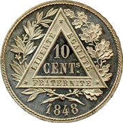 France 10 Centimes Essai by Marrel 1848 10 CENTS LIBERTE EGALITE FRATERNITE 1848 coin reverse France 10 Centimes Essai by Marrel 1848 10 CENTS LIBERTE EGALITE FRATERNITE 1848 coin reverse
