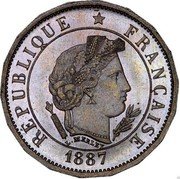 France 10 Centimes Essai by Merley. 16 Sides 1887 A RÉPUBLIQUE FRANÇAISE L.MERLEY 1887 coin obverse France 10 Centimes Essai by Merley. 16 Sides 1887 A RÉPUBLIQUE FRANÇAISE L.MERLEY 1887 coin obverse