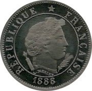 France 10 Centimes Essai by Merley. Type II 1888 A REPUBLIQUE FRANCAISE L.MERLEY 1888 coin obverse
