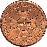 France 10 Centimes (Essai) X# E1 RÉPUBLIQUE DE LA GUYANNE INDÉPENDANTE 1887 coin obverse