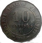 France 10 Centimes Essai Hybride by Merley. Type II. 18 Sides 1887 A LIBERTE EGALITE FRATERNITE 1887 10 CENTIMES A coin reverse France 10 Centimes Essai Hybride by Merley. Type II. 18 Sides 1887 A LIBERTE EGALITE FRATERNITE 1887 10 CENTIMES A coin reverse