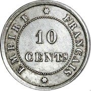 France 10 Centimes Essai.No date 1860 KM# E20 10 CENTS EMPIRE FRANCAIS coin obverse France 10 Centimes Essai.No date 1860 KM# E20 10 CENTS EMPIRE FRANCAIS coin obverse