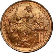 France 10 Centimes (Essai. Type in shield) 10C LIBERTÉ ÉGALITÉ FRATERNITÉ DANIEL DUPUIS ESSAI coin reverse