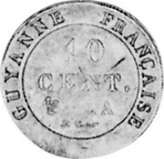 France 10 Centimes (French Guiana Piedfort) KM# P3 GUYANNE FRANÇAISE 10 CENT. A coin reverse