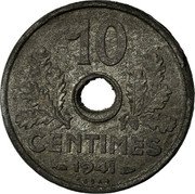 France 10 Centimes (Grain Sprigs Essai Piedfort) KM# PE306 10 CENTIMES 1941 ESSAI coin reverse