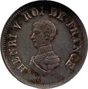 France 10 Centimes (Henri V Pretender) X# 18 HENRI V ROI DE FRANCE coin obverse