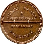 France 10 Centimes (Libertine Essai by Magniadas) 3 CENTIMÈTRES 20 GRAMMES LIBERTÉ ÉGALITÉ FRATERNITÉ coin reverse France 10 Centimes (Libertine Essai by Magniadas) 3 CENTIMÈTRES 20 GRAMMES LIBERTÉ ÉGALITÉ FRATERNITÉ coin reverse