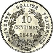 France 10 Centimes (Liberty Essai by Magniadas) 10 CENTIMES 1848 LIBERTÉ ÉGALITÉ FRATERNITÉ coin reverse