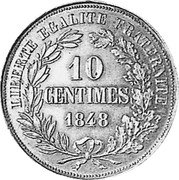 France 10 Centimes (Liberty Essai by Magniadas) KM# PnC47 10 CENTIMES 1848 LIBERTÉ ÉGALITÉ FRATERNITÉ coin reverse