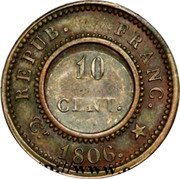 France 10 Centimes (Napoleon Coin Pattern) REPUB. FRANC. TR 1806. 10 CENT. coin reverse