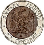 France 10 Centimes (Napoleon III Pattern) KM# Pn90a EMPIRE FRANÇAIS B DIX CENTIMES coin reverse France 10 Centimes (Napoleon III Pattern) KM# Pn90a EMPIRE FRANÇAIS B DIX CENTIMES coin reverse