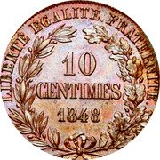France 10 Centimes Pattern by Domard 1848  LIBERTÉ ÉGALITÉ FRATERNITÉ.. 10 CENTIMES 1848 coin reverse France 10 Centimes Pattern by Domard 1848  LIBERTÉ ÉGALITÉ FRATERNITÉ.. 10 CENTIMES 1848 coin reverse