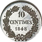 France 10 Centimes Pattern by Moulle 1848  10 CENTIMES 1848 coin reverse France 10 Centimes Pattern by Moulle 1848  10 CENTIMES 1848 coin reverse