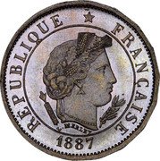 France 10 Centimes Pattern of Merley. 18 Sides 1887 A RÉPUBLIQUE FRANÇAISE L.MERLEY 1887 coin obverse France 10 Centimes Pattern of Merley. 18 Sides 1887 A RÉPUBLIQUE FRANÇAISE L.MERLEY 1887 coin obverse