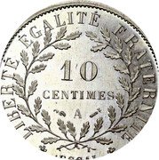 France 10 Centimes Pattern of Merley 1881 A LIBERTÉ ÉGALITÉ FRATERNITÉ 10 CENTIMES A ESSAI coin reverse