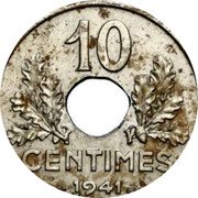 France 10 Centimes Pattern with Big Modul 1941  Essai 10 CENTIMES 1941 ESSAI coin reverse