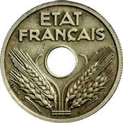 France 10 Centimes The Large Module Pattern 1941  ETAT FRANÇAIS coin obverse