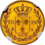 France 10 Francs (Charles X. Pattern Coin) 10 FR A ESSAI coin reverse France 10 Francs (Charles X. Pattern Coin) 10 FR A ESSAI coin reverse