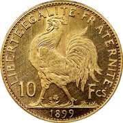 France 10 Francs (Essai) KM# Pn100 LIBERTE EGALITE FRATERNITE 10 FCS 1899 coin reverse France 10 Francs (Essai) KM# Pn100 LIBERTE EGALITE FRATERNITE 10 FCS 1899 coin reverse