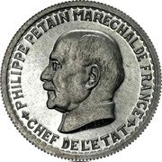 France 10 Francs (Marshal Philippe Petain Pattern) KM# Pn110 PHILIPPE PETAIN MARECHAL DE FRANCE CHEF DE L'ETAT L. BAZOR coin obverse