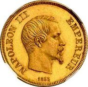 France 10 Francs (Napoleon III Essai) NAPOLEON III EMPEREUR 1855 coin obverse