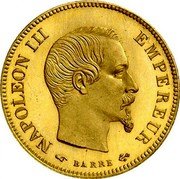 France 10 Francs (Napoleon III Pattern) NAPOLEON III EMPEREUR BARRE coin obverse France 10 Francs (Napoleon III Pattern) NAPOLEON III EMPEREUR BARRE coin obverse