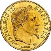 France 10 Francs Napoleon III Pattern 1862 E NAPOLEON III EMPEREUR BARRE coin obverse France 10 Francs Napoleon III Pattern 1862 E NAPOLEON III EMPEREUR BARRE coin obverse