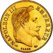 France 10 Francs (Pattern. A - Paris) KM# TS19 NAPOLEON III EMPEREUR BARRE coin obverse France 10 Francs (Pattern. A - Paris) KM# TS19 NAPOLEON III EMPEREUR BARRE coin obverse